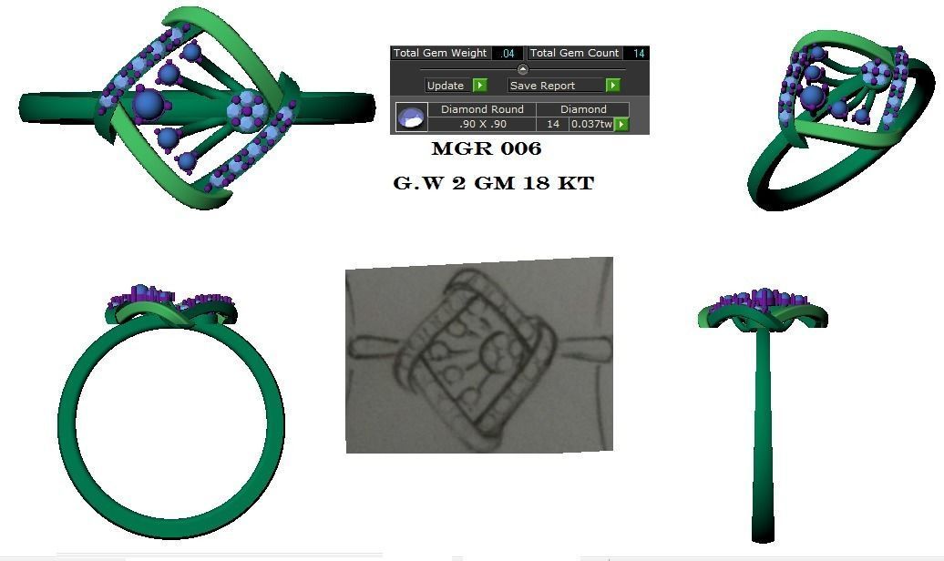 Light weight ring earrings pendant set 3dm stl 4 renders model  3D print model_18