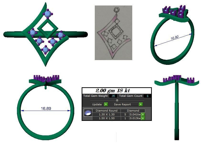 Light weight ring earrings pendant set 3dm stl 4 renders model 3D print model_14