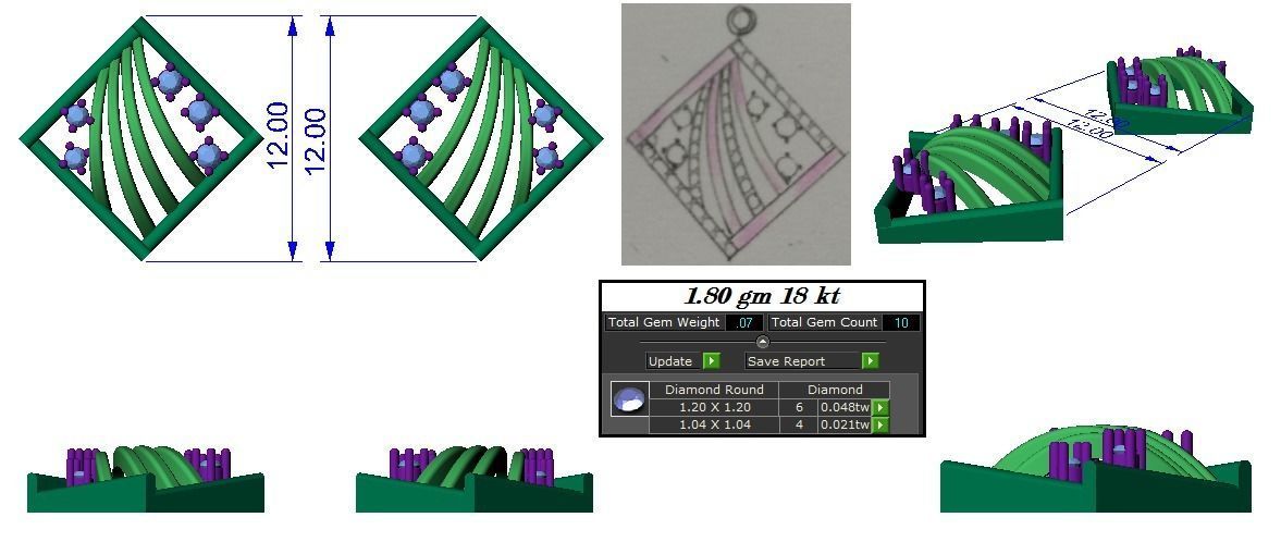 Light weight ring earrings pendant set 3dm stl 4 renders model 3D print model_16