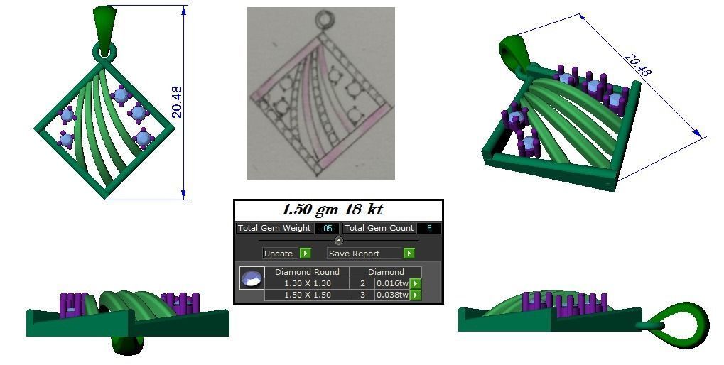 Light weight ring earrings pendant set 3dm stl 4 renders model 3D print model_17