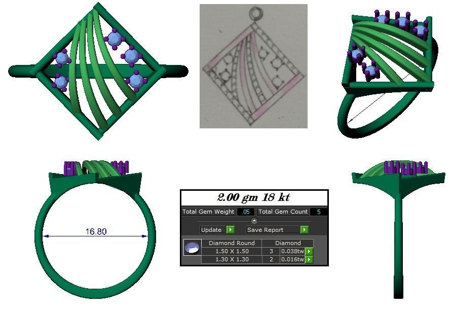Light weight ring earrings pendant set 3dm stl 4 renders model 3D print model_18