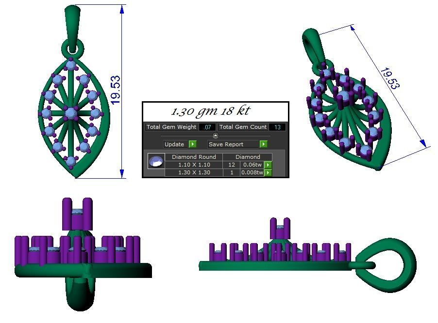Light weight ring earrings pendant set 3dm stl 4 renders model  3D print model_17