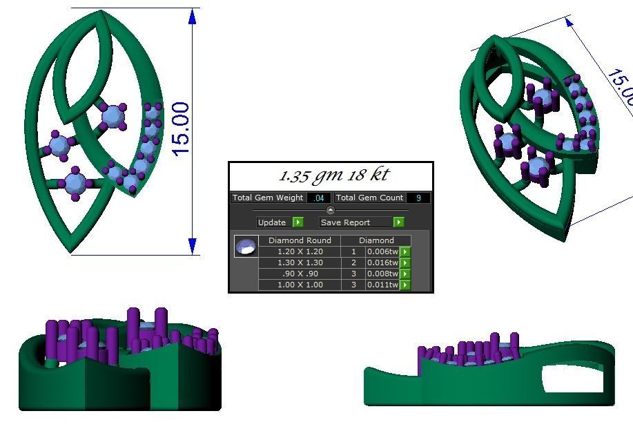 Light weight ring earrings pendant set 3dm stl 4 renders model 3D print model_17