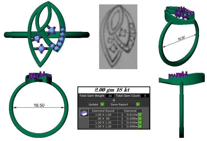 Light weight ring earrings pendant set 3dm stl 4 renders model 3D print model_18