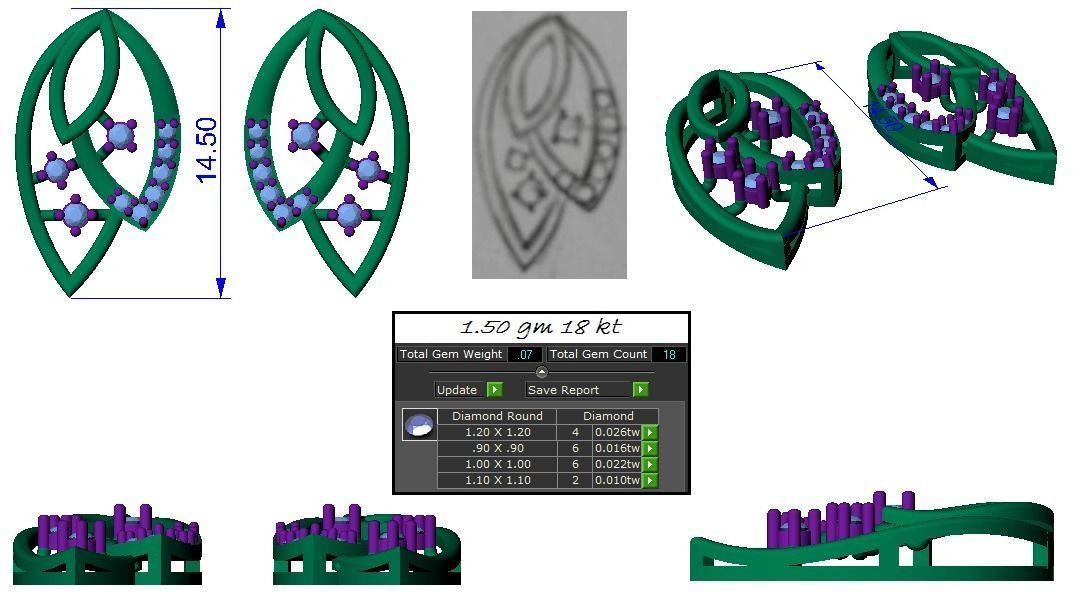 Light weight ring earrings pendant set 3dm stl 4 renders model 3D print model_16