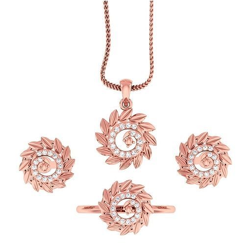 Light weight flower ring earrings pendant set 3dm stl  4 renders 3D print model