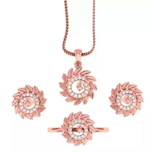 Light weight flower ring earrings pendant set 3dm stl  4 renders 3D print model