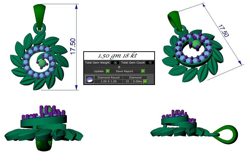 Light weight flower ring earrings pendant set 3dm stl  4 renders 3D print model_17