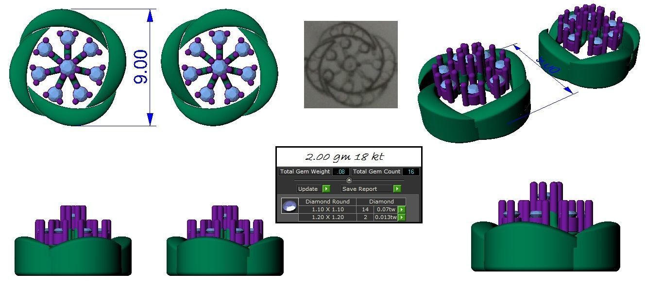 Light weight ring earrings pendant set 3dm stl 4 renders model  3D print model_16