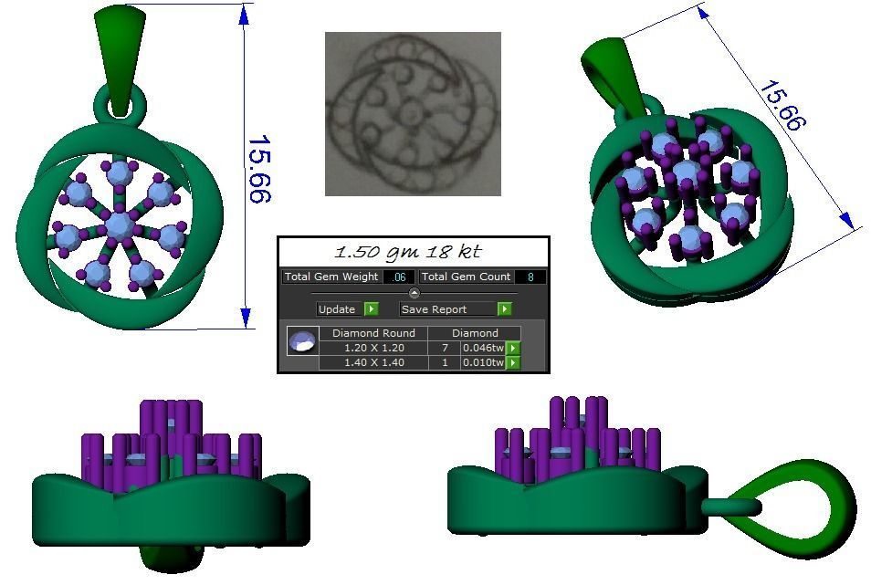 Light weight ring earrings pendant set 3dm stl 4 renders model  3D print model_17