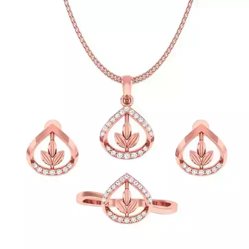 Light weight flower ring earrings pendant set 3dm stl 4 renders 3D print model
