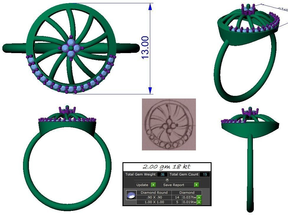 Light weight ring earrings pendant set 3dm stl 4 renders model  3D print model_18