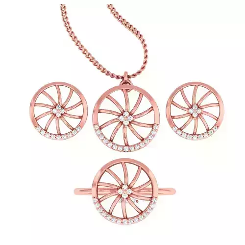 Light weight ring earrings pendant set 3dm stl 4 renders model  3D print model