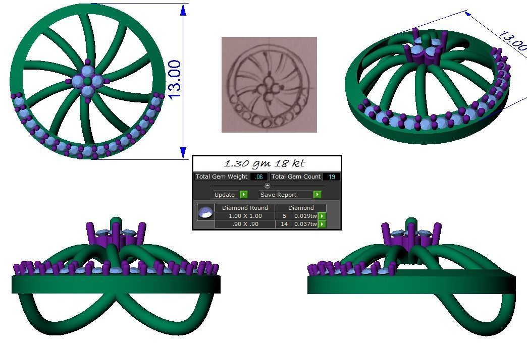 Light weight ring earrings pendant set 3dm stl 4 renders model  3D print model_17