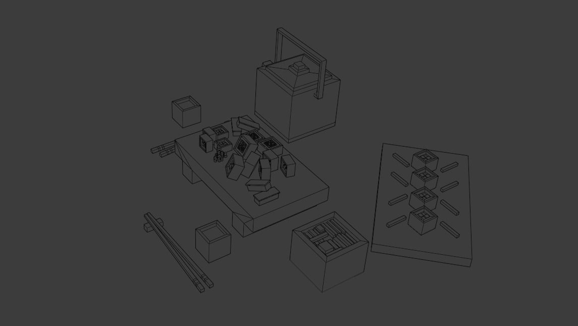 Cartoon sushi set model 3D model_19