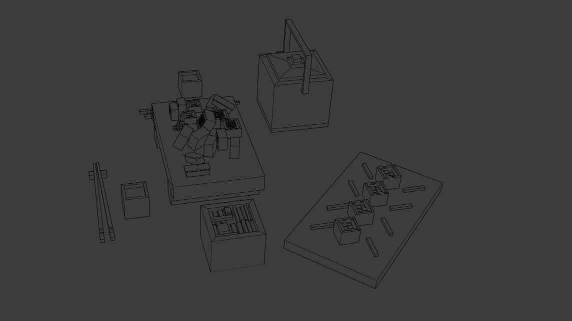 Cartoon sushi set model 3D model_22