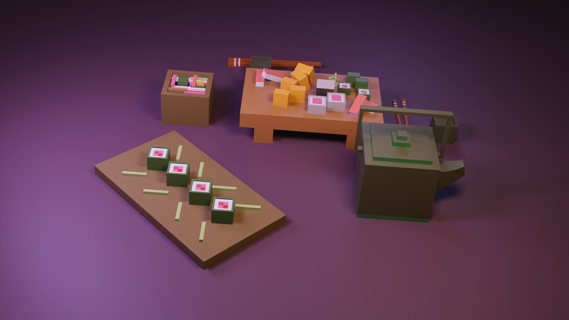 Cartoon sushi set model 3D model_8