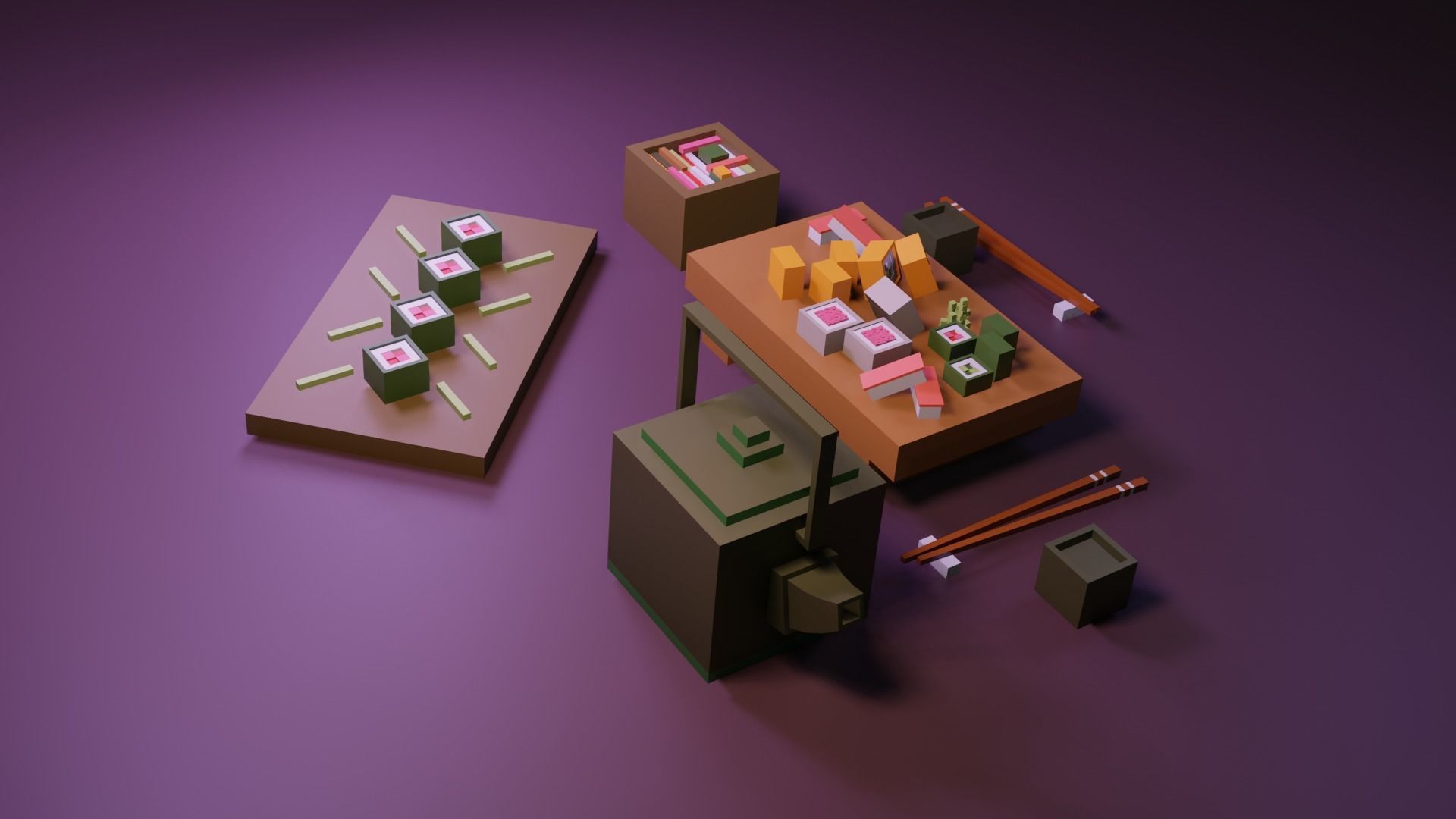 Cartoon sushi set model 3D model_10