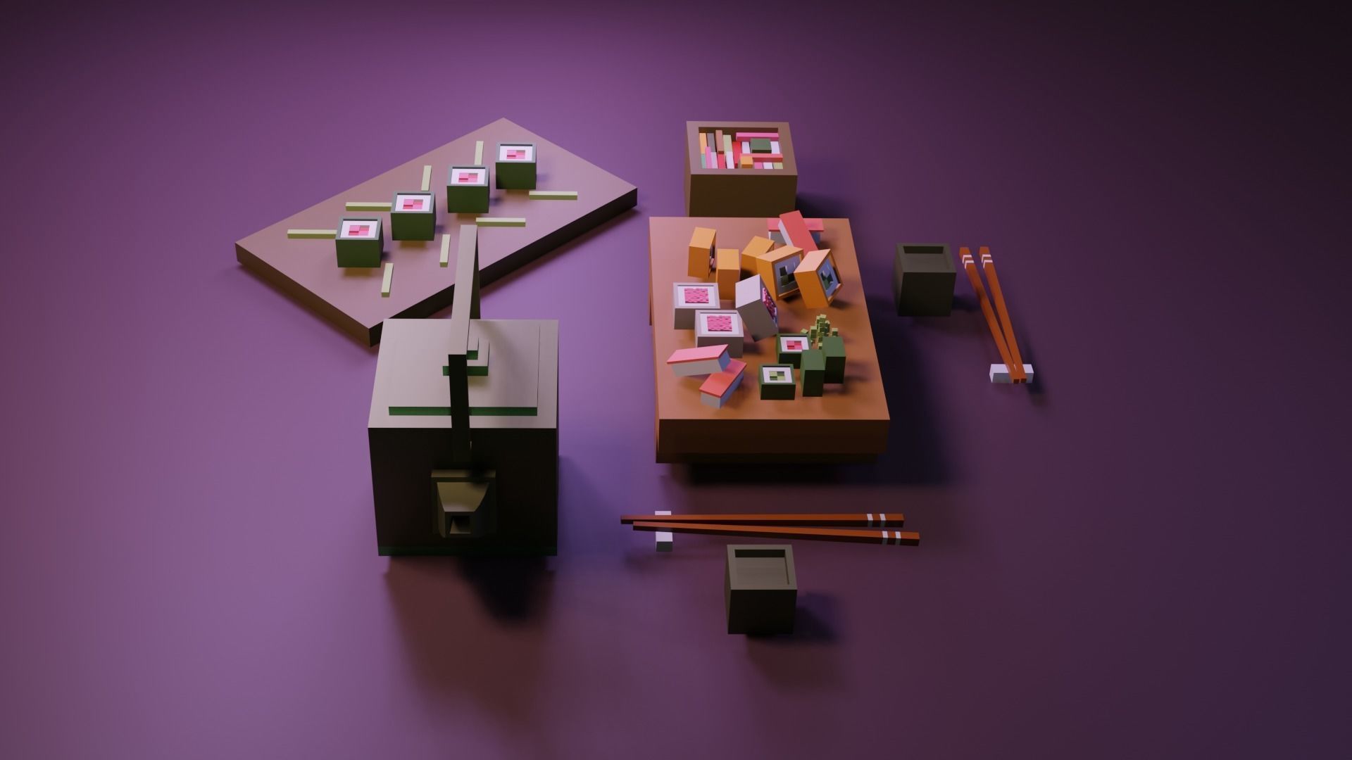 Cartoon sushi set model 3D model_11