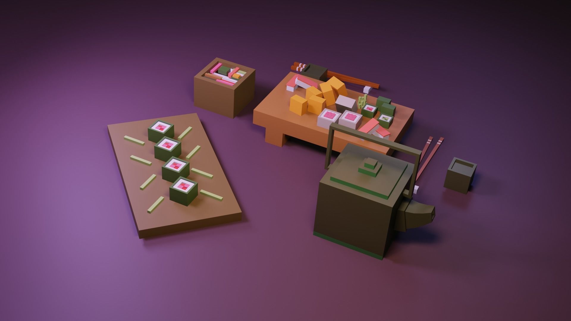 Cartoon sushi set model 3D model_9