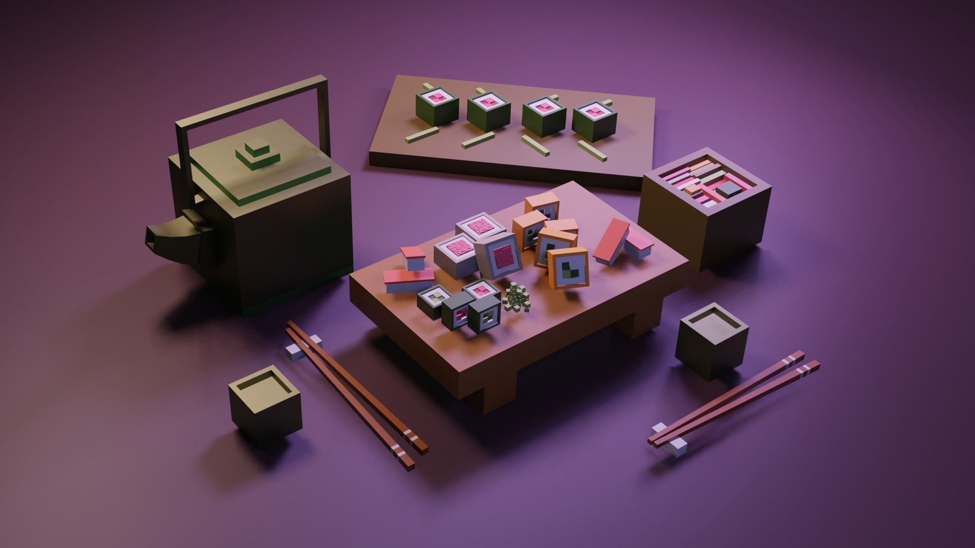 Cartoon sushi set model 3D model_12