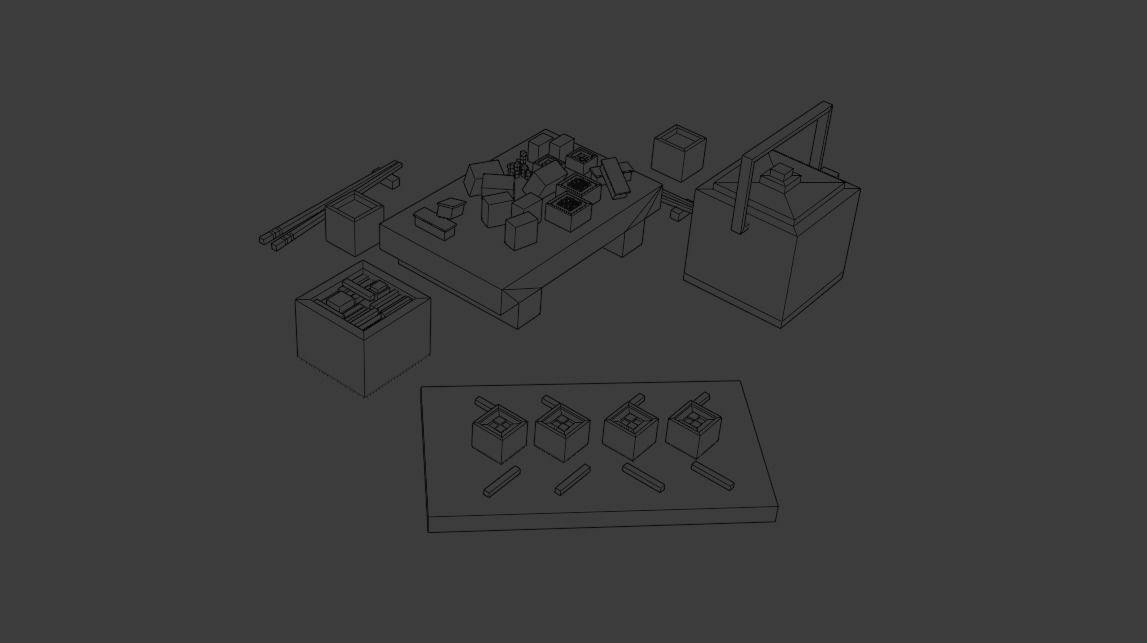 Cartoon sushi set model 3D model_26