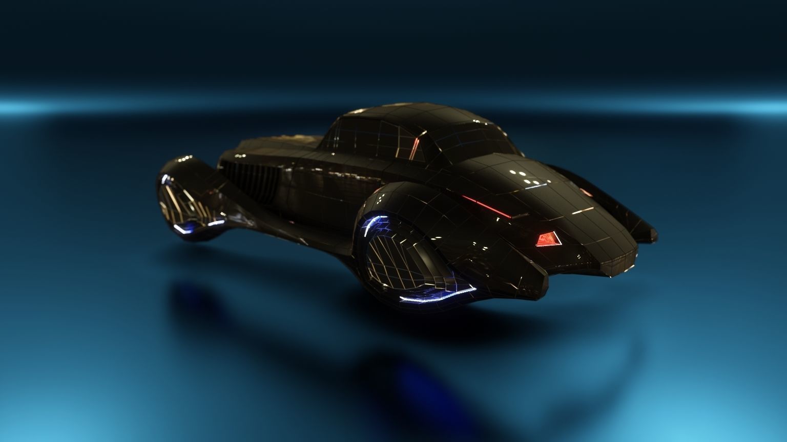 Affekta sci-fi futuristic cyberpunk lowpoly concept car Low-poly 3D model_3