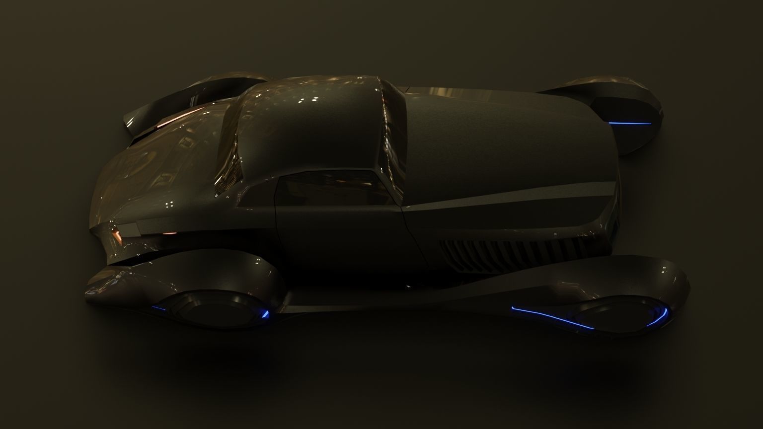 Affekta sci-fi futuristic cyberpunk lowpoly concept car Low-poly 3D model_4