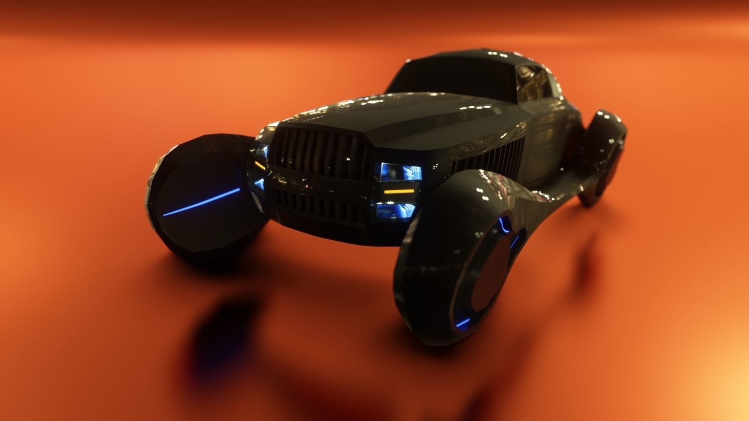 Affekta sci-fi futuristic cyberpunk lowpoly concept car Low-poly 3D model_6