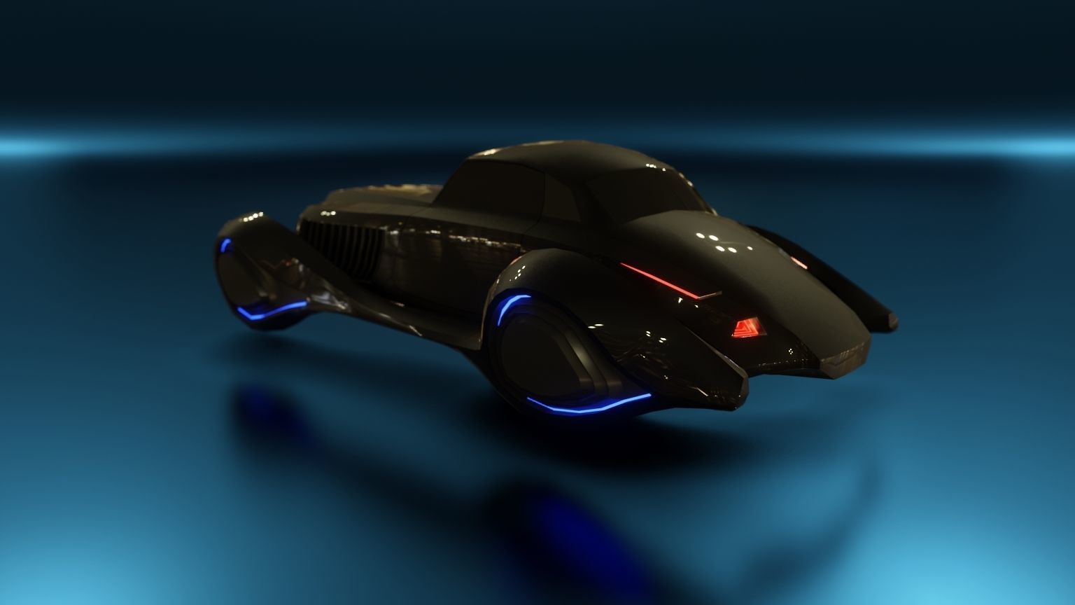 Affekta sci-fi futuristic cyberpunk lowpoly concept car Low-poly 3D model_2