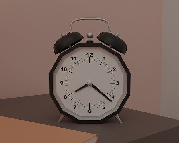 Bedroom alarm clock on table Low-poly 3D model 7