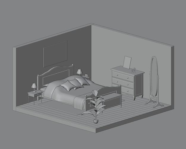 Bedroom alarm clock on table Low-poly 3D model 2