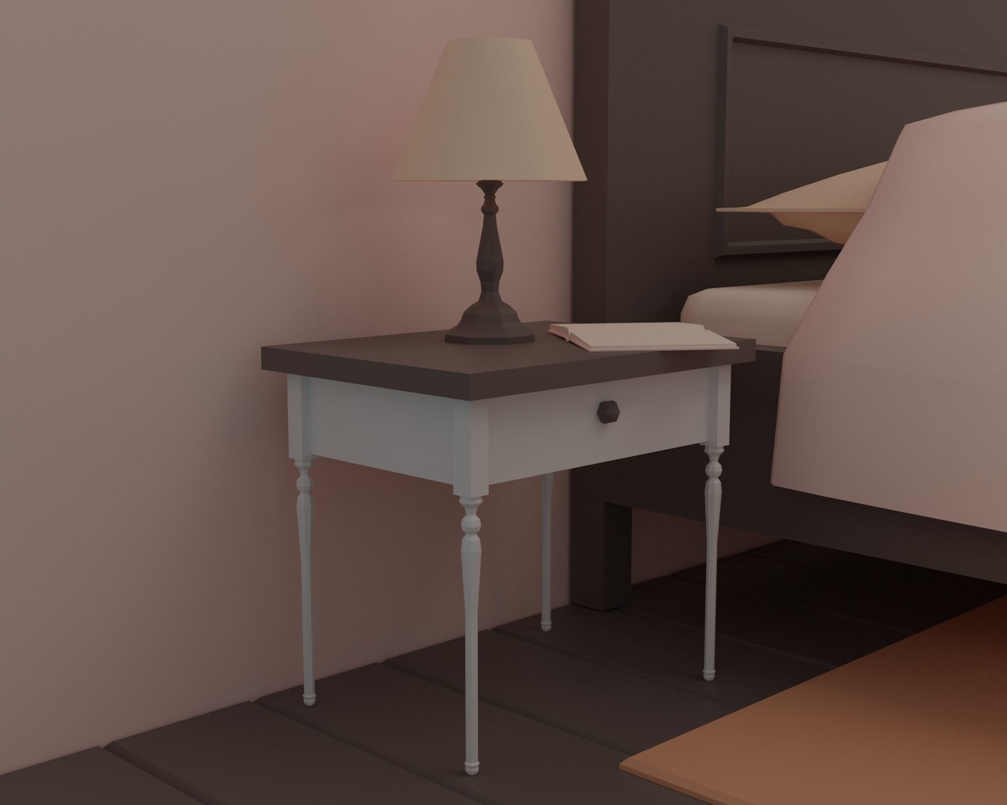 Bedroom alarm clock on table Low-poly 3D model_3