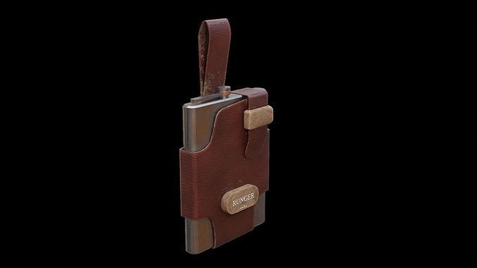 leather camouflage iron old flask Low-poly 3D model