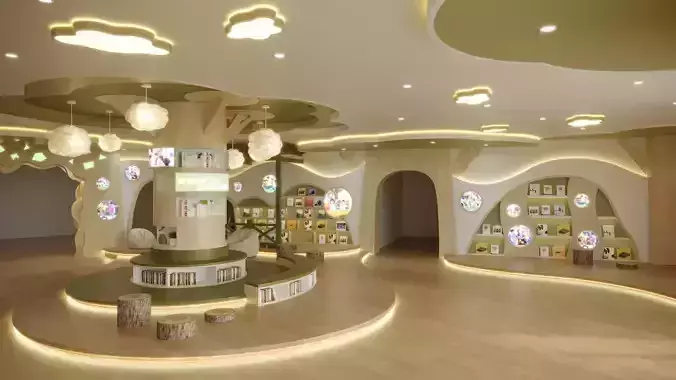 School kindergarten hall natural style entrance hall