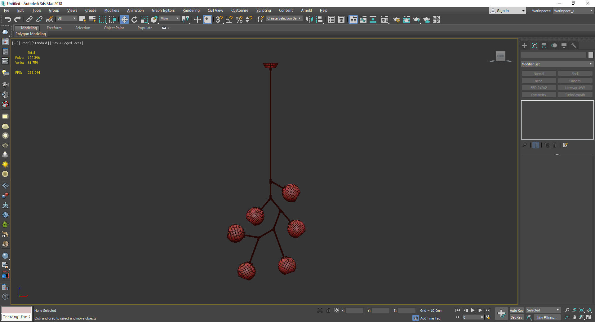 Neutron 6 Light Chandelier Polished Gold Low-poly 3D model_2