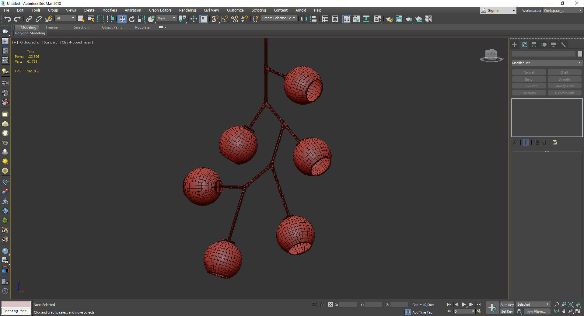 Neutron 6 Light Chandelier Polished Gold Low-poly 3D model_3