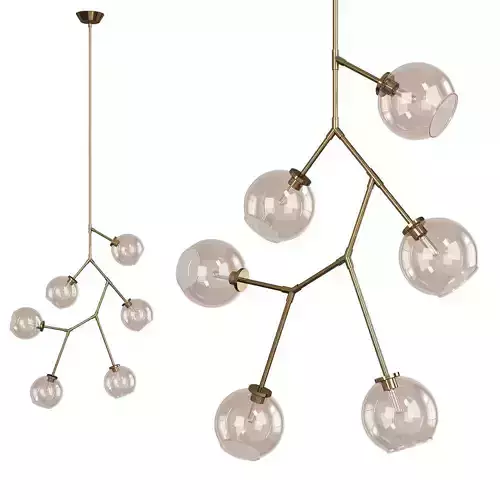 Neutron 6 Light Chandelier  Polished Gold