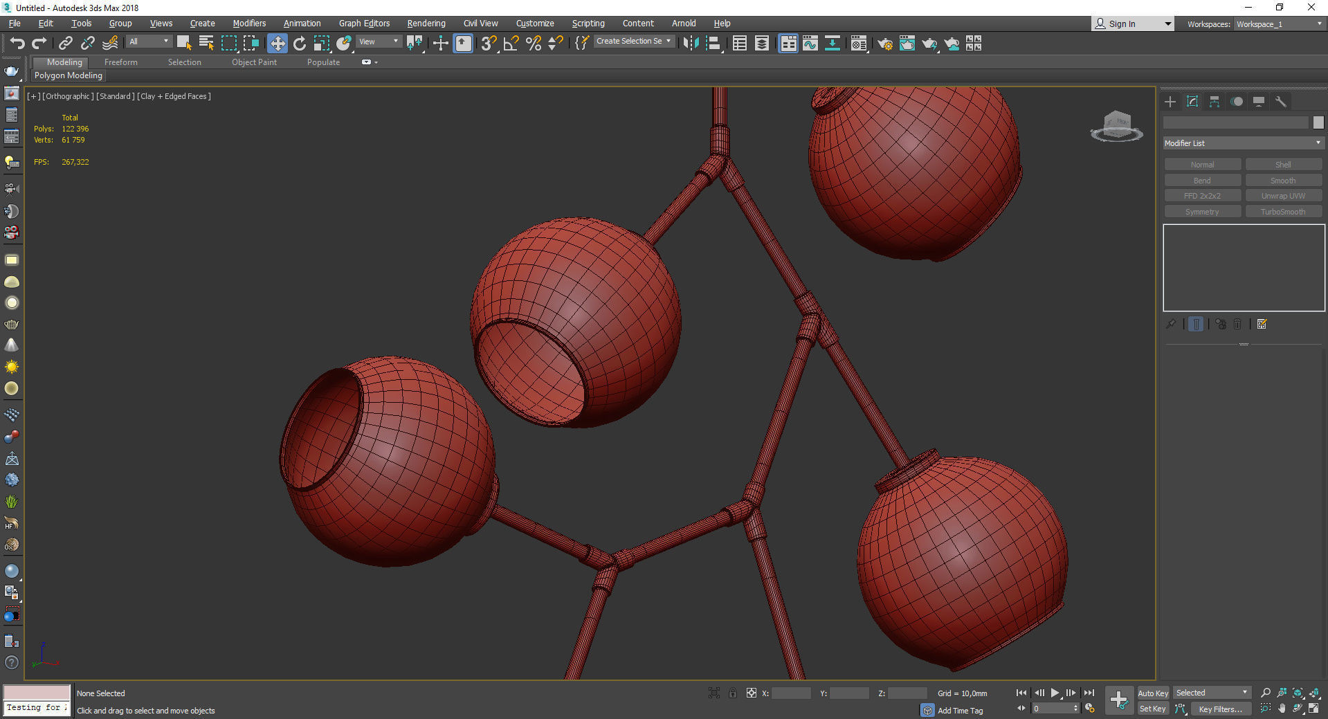 Neutron 6 Light Chandelier Polished Gold Low-poly 3D model_4