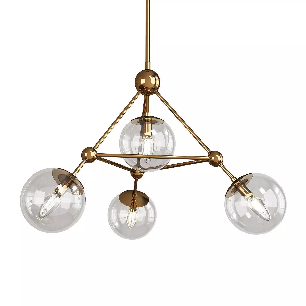 Kirkman Chandelier Gold Low-poly 3D model_0