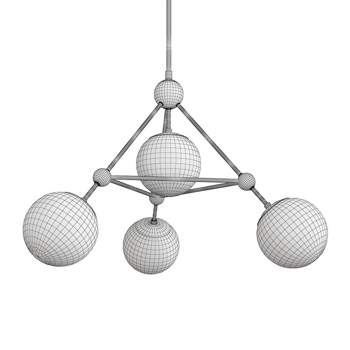 Kirkman Chandelier Gold Low-poly 3D model_1
