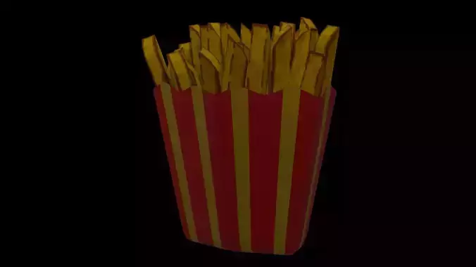 French fries package and the fried potatoes