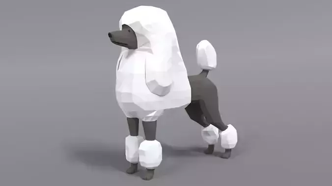 Low Poly Cartoon Standard Poodle Dog Low-poly 3D model