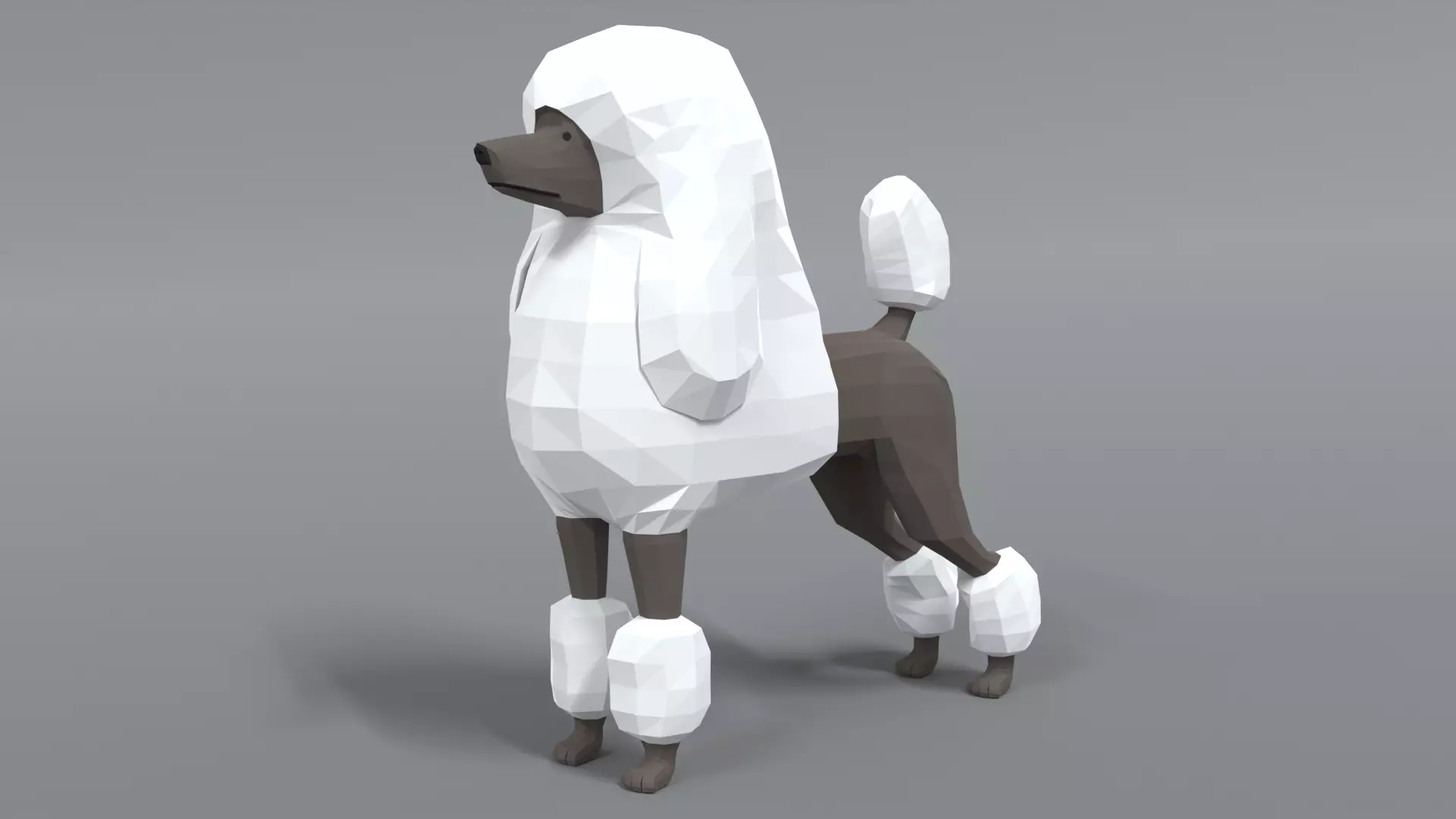 Low Poly Cartoon Standard Poodle Dog Low-poly 3D model