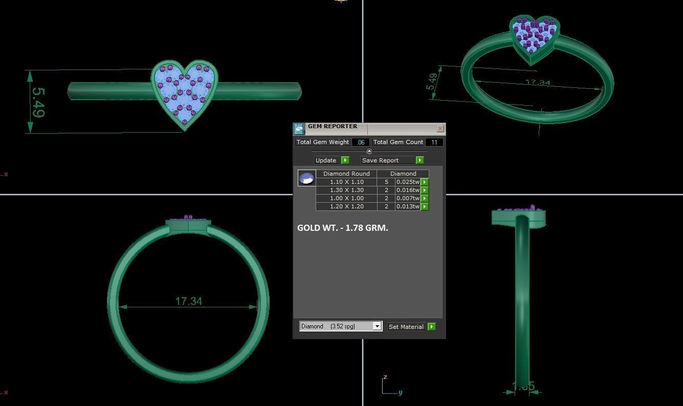 Heart Thin Light wt women ring 3dm stl 1- render detail 3D print model_1