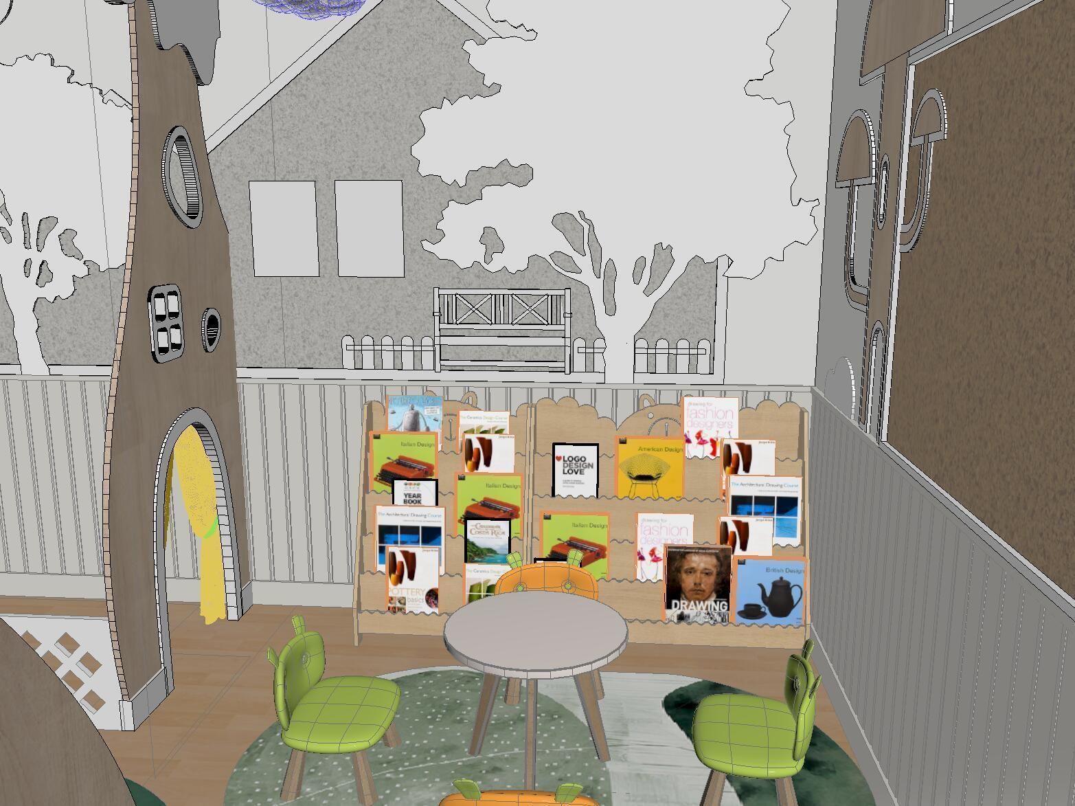 Kindergarten psychological counseling classroom 3D model_4