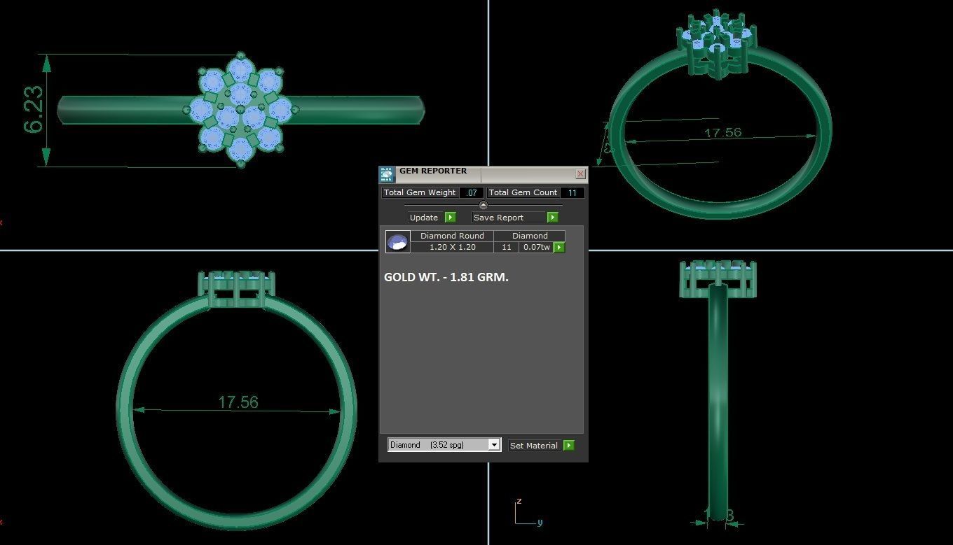 Minimalist Flower Thin Light wt women ring 3dm stl 1- render 3D print model_1