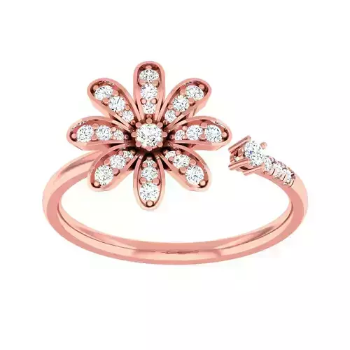 Minimalist Flower Thin Light wt women ring 3dm stl 1- render 3D print model
