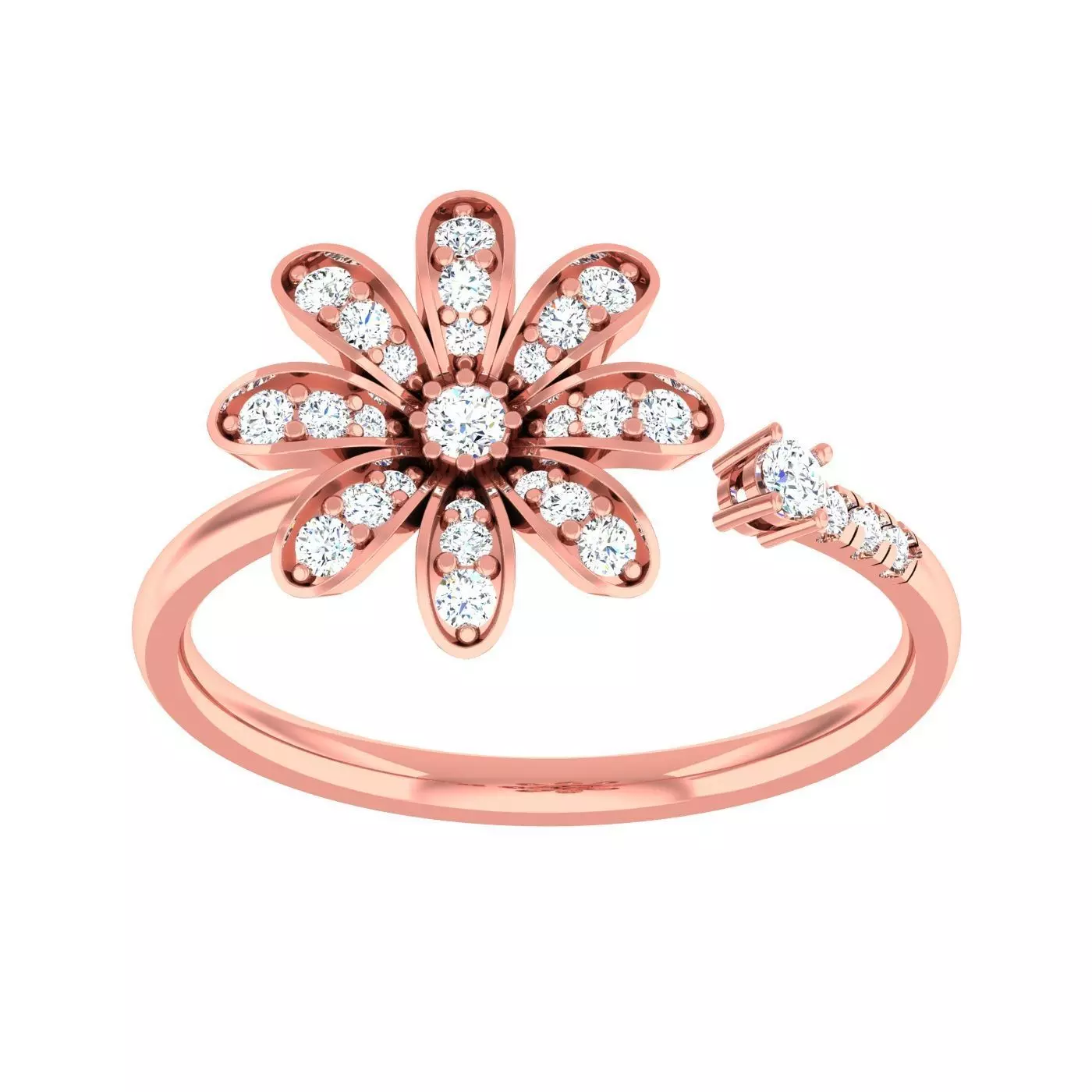 Minimalist Flower Thin Light wt women ring 3dm stl 1- render 3D print model_0