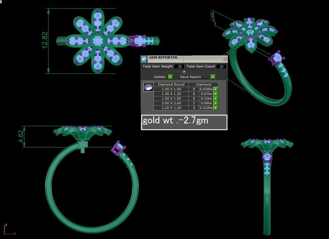 Minimalist Flower Thin Light wt women ring 3dm stl 1- render 3D print model_1